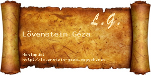 Lövenstein Géza névjegykártya